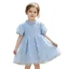 Vestido europeo y americano para bebé, vestido para niño pequeño, vestido para el primer cumpleaños, vestido de princesa con mangas abullonadas florales de comercio exterior, vestido infantil de línea A