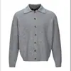 Suéter de punto con cuello de polo para hombre, chaqueta cárdigan estilo old money, otoño e invierno, color liso, casual, venta al por mayor de fábrica transfronteriza
