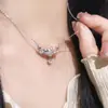 Colar feminino de aço titânio com pingente de estrela e franja de explosão sonora, nicho, super doce, super fada, estrela curinga, corrente para clavícula, atacado