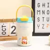 Copo de Café Portátil para Duas Bebidas, Copo Térmico a Vácuo em Aço Inoxidável 316 Estilo Desenho Animado com Infusor de Chá, Copo Portátil para Exterior