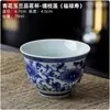 Taza de té vintage azul y blanco, taza invertida, cerámica Dehua, diseño de paisaje, uso doméstico, juego de té kung fu, taza para invitados, venta al por mayor de fabricante