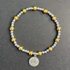 Pulsera de Acero Inoxidable con Cordón Elástico y Colgante de Corazón, Estilo Ins de Nueva Moda Transfronterizo, Regalo Especial para Novia en el Festival Qixi