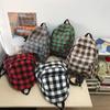 Mochila Escolar Retrô Japonesa Feminina Moda para Universitárias Mochila Xadrez Simples Grande Capacidade Mochila para Computador de Ensino Médio