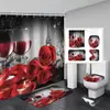 Serie Día de San Valentín Cortina de Ducha Felpudo Cuatro Piezas Baño del Hogar Separación Seco y Húmedo Cortina de Ducha Cortina de Ducha Impermeable