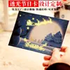 Tarjeta transparente de vacaciones tarjeta de felicitación con palabra oculta invisible Guangzhou impresión luz postal de Año Nuevo Navidad boleto raíz