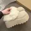 Pantuflas de forro polar, cálidas, de suela gruesa, peludas para mujer, para usar en exteriores en invierno, nuevo estilo 2026, antideslizantes, que aumentan la altura, pantuflas de algodón estilo Birkenstock