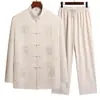 Estilo NN Pai, traje Tang fino e leve para homens de meia-idade e idosos, adequado para primavera e outono, conjunto de mangas compridas estilo chinês, novo estilo chinês para idosos