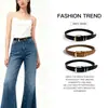 Cinturón de Cuero PU Premium para Mujer, Primavera y Verano, Estilo Europeo y Americano, Cinturón de Moda Versátil de Gama Alta con Hebilla de Pin, Diseño Simple, en Stock