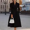 Modelo de Sitio Independiente Transfronterizo Nuevo 2026 de Amazon: Vestido de Fiesta Elegante de Cuello en V Estilo Francés de Alta Gama, Ceñido a la Cintura, Adelgazante