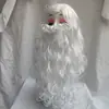 Conjunto de Barba e Bigode do Papai Noel, Peruca de Cabelo Longo Cacheado, Adereços de Cosplay de Halloween