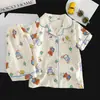 Pijama infantil de estilo coreano para niñas, cárdigan fino de algodón nube de verano, ropa de casa de manga corta para niños mayores, al por mayor