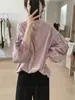 Camisa de cuello redondo con manga de farol para mujer, manga larga, nuevo estilo primavera y otoño 2026, top tipo blusa de muñeca, cárdigan único y elegante