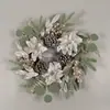 Corona de Navidad artificial transfronteriza de Amazon con piñas y follaje, arreglo de escena navideña, decoraciones navideñas