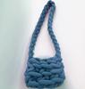 Tecido de Fio Central Europeu e Americano para Comércio Exterior Tiras de Tecido Tricô Manual DIY Bolsa de Tricô Fio Islandês Grosso Bolsa de Tricô com Listras Horizontais Bolsa de Ombro