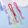 Nuevo llavero para teléfono con etiqueta en forma de corazón, cordón, llavero anti-pérdida, cuerda tejida, llavero con cuentas, accesorio, decoración de bolso