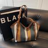 Bolso de Mano de Lona Rayada para Mujer, Bolso Tote Ligero de Gran Capacidad Casual, Bolso de Hombro Rayado de Moda Versátil