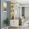 Armário de Entrada com Sapateira Integrada, Divisória de Tela para Sala de Estar Estilo Europeu, Armário de Vinho Moderno Simples e Armário de Armazenamento para Entrada de Casa