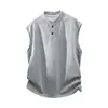 Chaleco de Cuello Henry 2026 para Hombre, Nuevo Estilo de Verano, Elegante y Fresco, Peso Pesado, Camiseta de Hombro Regular, Sin Mangas Deportivo para Adolescentes