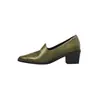 Primer Capa Piel de Vaca Retro Zapatos Pequeños de Cuero para Mujer Tacón Grueso Zapatos de Salón Otoño Invierno Nuevos Punta Cuadrada Tacón Medio Corte Medio Zapatos de Salón de Cuero Genuino Zapatos para Mujer