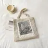 Bolsa Tote de Renda com Flores e Tela Nova Primavera 2026 para Mulheres, Bolsa de Ombro Único Tecida de Grande Capacidade, Bolsa de Praia Estilo Férias