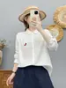 Coleção Outono 2026: Camisa de Algodão Bordada Longa Estilo Japonês Casual Artístico para um Look Jovem - Tops Femininos Atacado