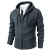 Comercio Exterior 2026 Nuevo Cárdigan de Punto con Cremallera y Capucha Espeso Forrado de Polar para Hombre Joven Talla Grande Abrigo Suéter Cálido