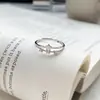 Anillo de Doble Capa con Forma de Estrella de Plata Pura S999 Estilo Coreano de Moda para Mujer, Elegante y Lujoso, Exquisito Anillo Abierto de Circonita con Forma de Estrella