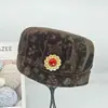 Cálido gorro viejo de otoño e invierno, de terciopelo dorado, con aro de esponja para abuela, gorro grueso con forro polar para mujer mayor
