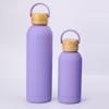 Termo de acero inoxidable 304 de gran capacidad con boca pequeña para deportes al aire libre, taza de agua con tapa de bambú para coche, venta al por mayor transfronteriza