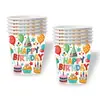 Decoraciones para Fiesta Temática con Estampado de Globos de Colores Platos de Papel Desechables, Servilletas, Vasos de Papel, Juego de Vajilla al por Mayor