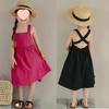Vestido para Meninas com Costas Nuas Cruzadas, Doce Vestido de Princesa, Novo Estilo de Verão, Vestuário Infantil de Comércio Exterior, Atacado para Idades 3-8