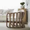 Sofá de Ocio para Exteriores Silla Individual de Ratán con Protección Solar Muebles Combinados de Mesa de Café Pequeña para Sala de Exposiciones en Patio Exterior