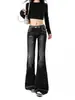 Jeans negros acampanados de estilo retro americano para mujer, colección primavera/otoño 2026, de tiro bajo, corte ajustado y favorecedores pantalones acampanados