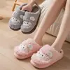 Lindas Zapatillas de Algodón de Dibujos Animados de Oveja para Mujer, Hogar Interior Otoño/Invierno, Felpa Plus Suela Gruesa Cálida Antideslizantes Peludas