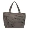 Bolsa Tote de Gran Capacidad Estilo Japonés y Coreano, Bolsa Casual de Lona Lavable, Bolso de Mano Color Caqui para Viajes Diarios
