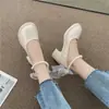 Sapatos Mary Jane para Mulheres 2025 Primavera Novo Retro Fita de Pérola Salto Alto Francês Estilo Fada Salto Grosso Sapatos de Couro