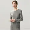 Estilo Outono e Inverno Lã Cashmere Feminino Malha 12 Fios Gola Redonda Suéter Pulôver Outono e Inverno Versátil Diário Simples