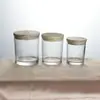 Copo de Vela de Cera Fosca com Tampa de Madeira Recipiente de Vela Perfumada Romântica Fragrância para Interior Porta-Velas de Vidro Transparente Atacado
