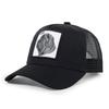 Especial transfronterizo para gorra de béisbol de malla con parche de animal y protección solar, bordado europeo y americano, gorra de béisbol de camionero de comercio exterior