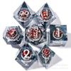 Nuevo set de dados de resina puntiagudos de calavera de gran venta del fabricante, dados afilados, dados poliédricos, dados para juegos de rol DND