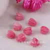 Accesorio de Pasador de Pelo Magnolia Flor Prensada Sintética Rosa 10*12mm Agujero Recto Gradiente Flor de Tulipán Bicolor