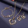 Traje de joyería popular europeo y americano Chenrui, accesorios de boda para cena, pendientes de collar de melocotón con forma de corazón de doble amor