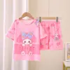 Ropa de Casa para Niños 2025 Verano Nuevo Versión Coreana Dibujos Animados Lindo Niños y Niñas Manga Corta Shorts Traje de Casa Venta al por Mayor
