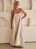Vestido de alça transpassado com cores contrastantes, simples, fashion e estiloso, novidade de primavera e verão 2024 da Amazon,