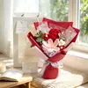 Ramo de tulipanes de hilo tejido transfronterizo producto terminado, flores artificiales tejidas a mano tipo rosa, regalo para el Día del Maestro