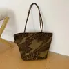 Bolso Tote Estilo Coreano Perezoso Estampado Leopardo Gran Capacidad para Mujer Otoño/Invierno Bolso de Hombro Retro para Mujer Bolso de Viaje Transfronterizo