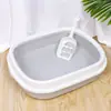 Bandeja Sanitaria Semi-Cerrada para Gatos, Arenero Ovalado para Gatitos con Borde Alto Anti-Salpicaduras, Diseño Minimalista para Gatitos y Gatos Pequeños
