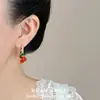 Nuevos Pendientes de Perlas Verdes Gruesas y Rojas Delgadas Estilo Chino para Mujer, Pendientes Retro de Lujo Ligero de Gama Alta para Caras Cuadradas y Redondas, Pendientes Pequeños