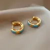 Hebilla de Pendiente Redonda de Flor con Circonita Chapada en Oro Real de 18k Pendientes de Diseño Sencillo de Nicho Pendientes Versátiles de Lujo Ligero Accesorios para Mujeres