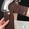 Calcetines de Punto con Bordado de Corazón Estilo Coreano para Mujer, Calcetines de Algodón Transpirables Absorbentes del Sudor, Elásticos, de Caña Media con Letras en el Talón, Estilo Popular Calcetines Holgados